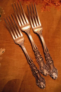 Set 3 MOSELLE Silverplate DINNER FORKS  7 1/2"  1906 American Silver No Mono - Picture 1 of 3