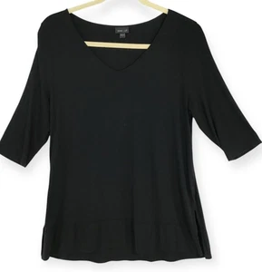 J.Jill Wearever Tunic Top Womens Large Black Loose 3/4 Sleeve Classic Drapey - Picture 1 of 11