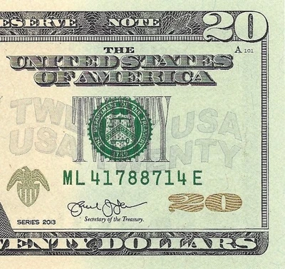 2013 $20 SAN FRANCISCO FRN Crisp, Uncirculated Banknote RADAR Serial ML41788714E - Image 1 of 3