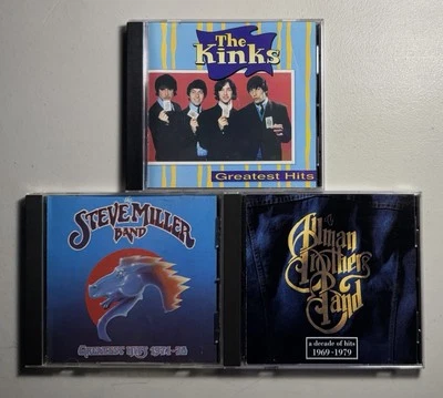 Classic Rock 3 CD Lot: THE KINKS~STEVE MILLLER~ALLMAN BROTHERS - Greatest Hits Foto 1 de 4