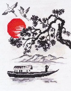 DIY Kreuzstich Kit "In den Strahlen des Sonnenuntergangs" 7,9"x9,8", Abris Art - Bild 1 von 7