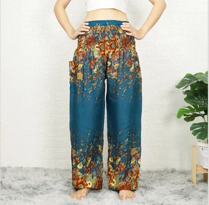 New Ladies Harem Pants Baggy Bohemian Boho Hippie Aladdin Yoga Genie Trousers HF - Picture 1 of 3