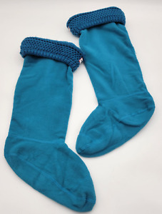 Hunter Original Fleece Welly Boot Socks Womens Medium US 5-7 Blue Cable Cuff