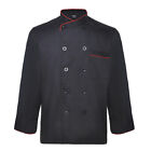 Unisex Classic Black + Red Chef Coats Jackets Kitchen Cooking Restaurant Uniform