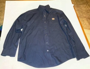 Auburn University Mens Long Sleeve Dress Shirt Size M Cutter & Buck navy Blue - Picture 1 of 4
