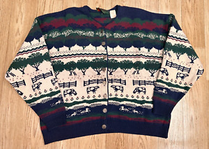 Pull cardigan vintage Northern Reflections ferme boutonné AOP taille XL