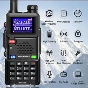 Baofeng UV 5RH 10W Taśma powietrzna Walkie Talkie Daleki zasięg Wirowa częstotliwość kopiowania - Zdjęcie 1 z 17