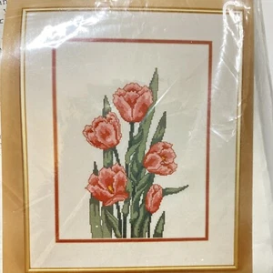Vintage Kappie Originals Cross Stitch Kit CAT 1025-1-3 Floral Tulips Craft Art - Picture 1 of 6