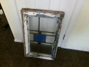 Arch Salvage Leadded Stained Glass Transom Window 3" Thick Frame 26.5 x 17.5 - Picture 1 of 7