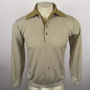 1960s Arrow Shirt Banlon Antron Nylon Vtg MCM Rat Pack Striped Disco Mens Medium - Picture 1 of 15