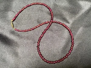 Vintage Natural Garnet Stone Graduating Bead 18" Choker Necklace - Picture 1 of 9