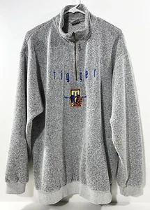 Vintage 90s Disney Store SZ XL Tigger Varsity Squad Pullover 1/4 Zip Gray - Picture 1 of 9