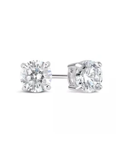 Best Offer- 1.00ct 100% Natural Diamond Solitaire Stud Earrings, 18k White Gold - Picture 1 of 4