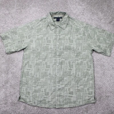 Exofficio Shirt Mens Small Green Geometric Modal/Poly Blend Short Sleeve Button - Image 1 of 4
