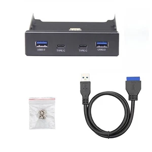 3,5 Zoll Frontplatte Diskettenschacht 4 Ports USB-C USB 3.0 HUB Erweiterungsadapter - Bild 1 von 9