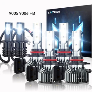 Combo 9005+9006+H3 LED Headlight and Fog Light Bulbs Kit High&Low Beam White - Picture 1 of 13