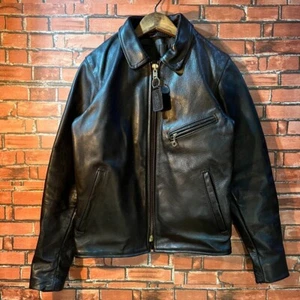 Vanson Single Riders Leather Jacket Blouson Black Size 36 Made in USA Pre-Owned - Picture 1 of 7
