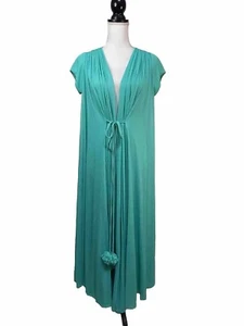 Claire Sandra Lucie Ann Petite grün Bommel Chiffon Boudoir Lounge Morgenmantel Vintage - Bild 1 von 18