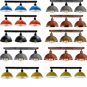 3 Head Ceiling Lights Suspended Bar Fitting Vintage Dome Shade E27 Pendant Lamp - Picture 1 of 25