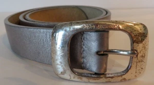 Kenneth Cole New York Womens Belt Silver Genuine Full Grain Leather Size Medium - Picture 1 of 10