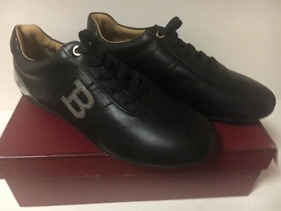 NEW Women's Bally Heike Shoes Black Calf Plain Sneakers US 9 - Image 1 of 4