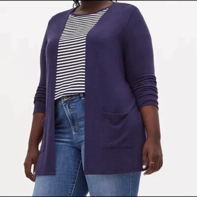 Cárdigan abierto Torrid Navy Hacci talla 2x 3x 4x nuevo con etiquetas Foto 1 de 2