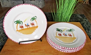 4 Eddie Bauer Wise Men Christmas 9 3/4" Dinner Plates Lamas Italy NEW! - Picture 1 of 3