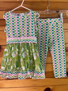 Ann Loren Mermaid Outfit Tunic Top & Leggings Girls Shirt & Pants Set Size 6 - Picture 1 of 3