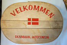 Vintage Wooden Oval Cheese Box Velkommen Denmark Wisconsin Danish Nordic Decor