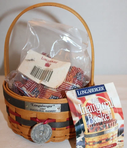 LONGABERGER 1997 INAUGURAL BASKET,  FABRIC, PROTECTOR, TIE-ON, CARD Cover