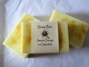 Handmade Soap, Sweet Orange & Calendula, SLS/SLES-Free Vegan Essential Oils