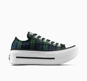 Converse W Chuck Taylor All Star Double Stack Shoes Plaid Navy A16517C US 3-11 - Picture 1 of 7