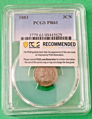 1883 Nickel Three Cent Piece PCGS PR61 - Image 1 of 2