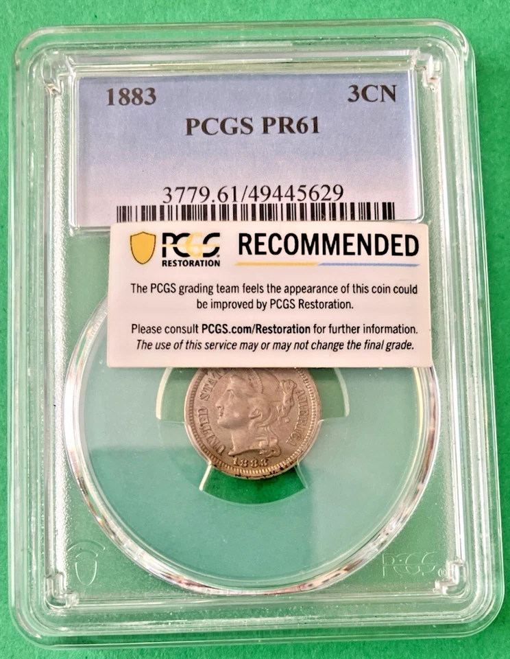 1883 Nickel Three Cent Piece PCGS PR61 - Image 1 of 2