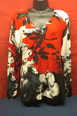 Nuevo con etiquetas Suéter XXL Para Mujer Ciro Blanco Peonías Rojo y Negro Abstracto Floral Foto 1 de 4