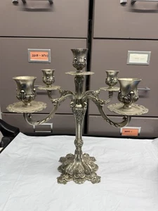 VTG Silver Plated 5 Arms Candelabra Candle Holder 14” H - Picture 1 of 10