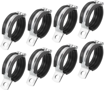 8Pcs Pipe Strap Split Ring Hanger 60mm Rubber Cushion Support Bracket Clamps - Image 1 of 4