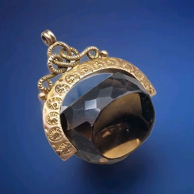 Reloj Eduardiano Oro Amarillo 9ct Antiguo Marrón Cuarzo Llavero Birmingham 1909 Foto 1 de 4