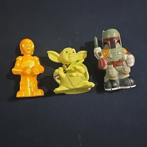 2008 Disney Lucas Film Star Wars Rubber Bath Toy Set of 3 C3PO Boba Fett Yoda - Picture 1 of 10