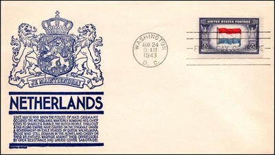 Scott 913 5 Cents Netherlands Anderson FDC Unaddressed Blue Planty 913-6 - Image 1 of 2
