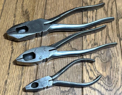 VTG Tools Lineman's Pliers Wire Side Cutter Twister Set Lot Snap On Utica Pexto - Image 1 of 4