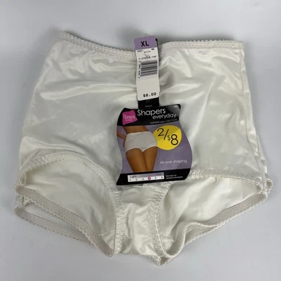 2 Винтажный Hanes формирователь трусы Wm XL белый атлас трусики формирования подъема высокая талия новый с Ярлыками - Изображение 1 из 4