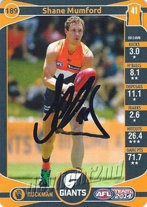 Signed 2014 GWS GIANTS AFL Card SHANE MUMFORD - Picture 1 of 1