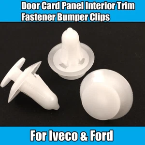 5x Clips For Ford Iveco Interior Door Card Panel Trim Bumper White Plastic - Picture 1 of 1