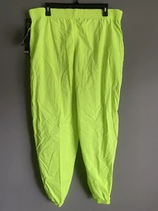 Vintage Rainbeau Bodywear Windbreaker Pants Neon Green Made In USA Small - Picture 1 of 8