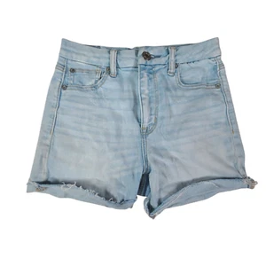 Pantalón corto American Eagle elástico con puños curvilíneo tiro alto para mujer 0 26x3 lavado claro - Imagen 1 de 12