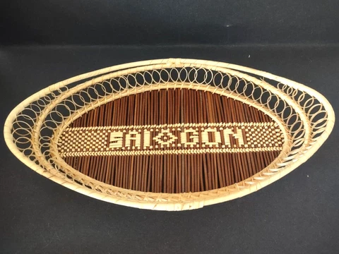 Boho Bamboo  Oval Woven Bread Roll Basket  Rattan Bread & Fruit Tray Cover