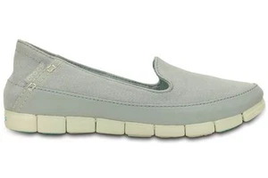 New Crocs Wmn Stretch Sole Skimmer Gray Canvas Comfortable Shoes  Sz 9 Last Pair - Picture 1 of 5