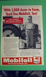 Vintage 1942 Original Ad MOBILOIL MOBILGAS Featuring Farmer Ray Butts SR. Kansas - Picture 1 of 2