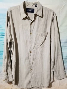 Ruff Hewn Men’s Large Button Down Shirt, Tan 100 % La Seda Silk. Worn Once - Picture 1 of 2